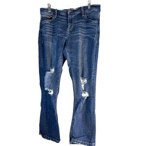 Daytrip Virgo Womens Distressed Stretch Jeans Med Wash 5 Pocket Size 32